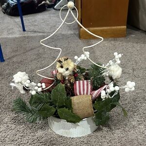 Festive Owl Holiday Centerpiece with Greenery